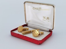 BOUTONS DE MANCHETTE  ET PINCE A CRAVATE" TAILLE DIAMANT"  PLAQUE OR