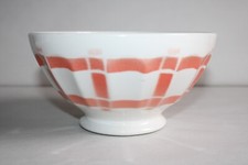 Ancien bol de grand mère en faïence, décor imprimé torchon, diamètre 17.5 cm C