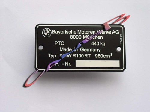 Plaque bmw r100 rt - bmw,