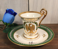 Ancien Tasse à Thé en Porcelaine de Limoges Style Empire Doré Peint Main
