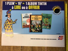 affiche publicitaire total tintin 38 X 27,5  année  2000 Tintin Plaque Tournesol