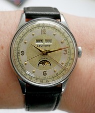 Montre Leonidas triple date phase de lune Bydinator Felsa 693 cadran...