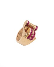 Bague Tank rouleau rubis en or