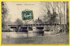 cpa 27 - MÉNILLES en 1908 (Eure) Dessous de PONT Attelage Agricole