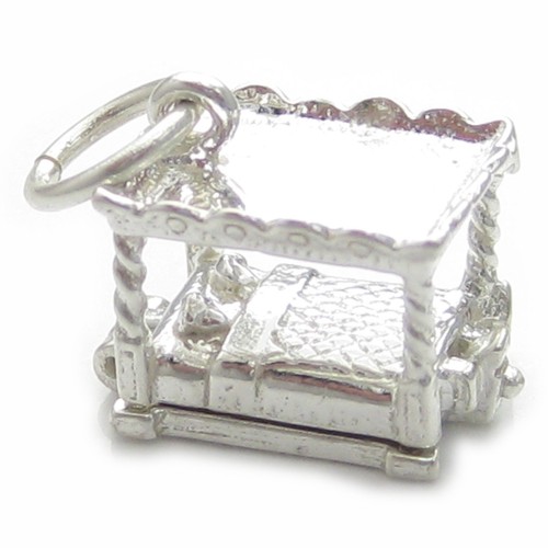 Lit baldaquin argent - lit, en