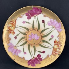 Ancien assiette HAVILAND, porcelaine, décor floral, signé Lind???, Limoges