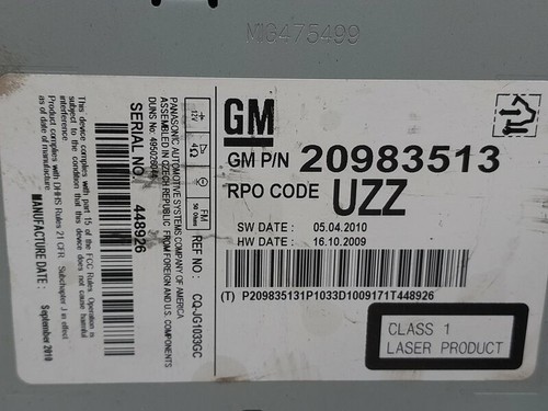 20983513 audio system opel - audio,