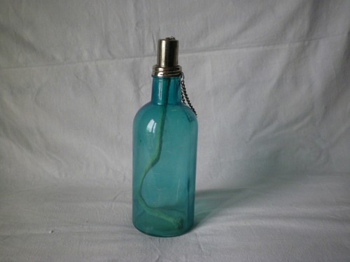 Bouteille bleue façon lampe - bouteille,
