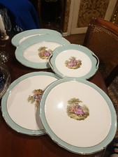 Lot De 5 Plats De Service Semi Porcelaine Ceranord Fragonard Or Fin