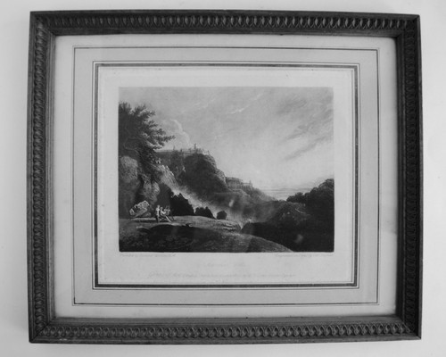 Gravure encadrée sous - , verre