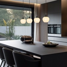 Suspension Luminaire Lampe De Salon Boules En Verre 4 Flammes LED