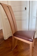 Lot de 10 chaises pour salle à manger  En Chêne Massif Et Assise En Cuir