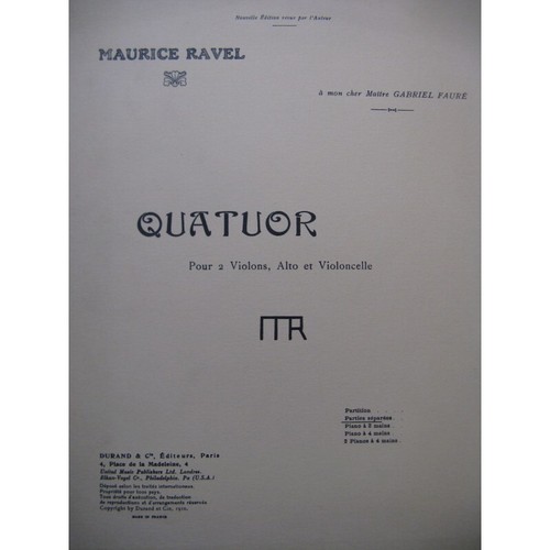Ravel maurice quatuor - quatuor, violon