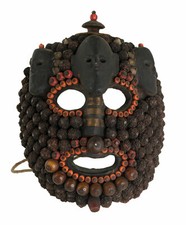 Ancien Masque de Chamane - Jhakri Cérémonie Danse en graine rudraksha Népal 3428