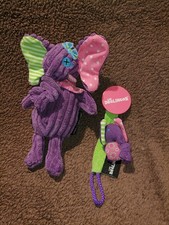 doudou peluche éléphant violet + attache tétine Déglingos   Etat neuf