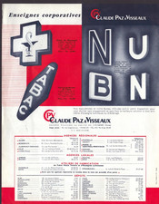 PARIS VII°: ENSEIGNES Lumineuses "Claude PAZ & VISSEAUX" Tract période 1950-1960