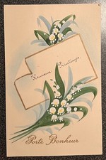 Carte postale peinte fleurs muguet porte bonheur 1925