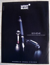 Publicité Papier - Stylo Plume  Bohème MONT BLANC de 2001
