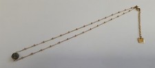 ZAG Collier pendentif pierre chaîne doré fine billes sautoir Art ethnique /EBPU