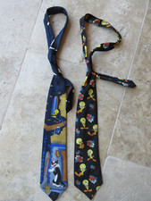 Lot 2 cravate LOONEY TUNES 1996 vintage tie Titi Grosminet Sylvestre WARNER BROS