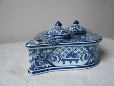 Ancien encrier hollandais Delft ou nord de la France. 18/19ème siècle. Poterie