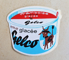 AUTOCOLLANT  publicitaire ancien GLACES GELCO  ANNEES 1970 ESKIMAU vintage 
