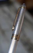 STYLO PLUME MONTBLANC MEISTERSTÜCK ARGENT MASSIF 925 GRAIN D'ORGE - PLUME OR 18K
