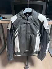 Veste blouson moto sace noir et blanc avec dorsale