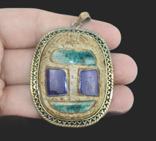 RARE ANCIEN PENDENTIF SCARABÉE EGYPTIEN ANTIQUE ancien scarabée pharon (BS)
