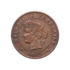 France - 1 Centime Cérès 1892 A (Paris) - IIIe République - Bronze - SUP