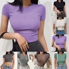 T-shirt femme manches courtes coupe slim été crop top pour été décontracté
