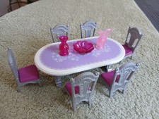 Château PLAYMOBIL - Salle à manger n°3 MAUVE/ARGENT, six chaises, vaisselle