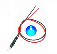 1x Ampoule Luciole LED Bleu glacial diode Pré Câblé 3mm haute luminosité 12V