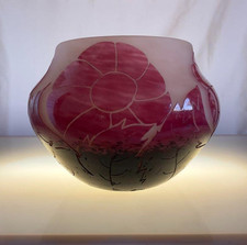 Rare vase en verre camée art déco de 9 pouces par Degue, France vers 1926-193...