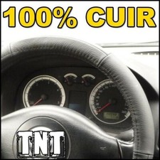 Couvre volant noir en CUIR pour Peugeot 107 207 307 cc 308