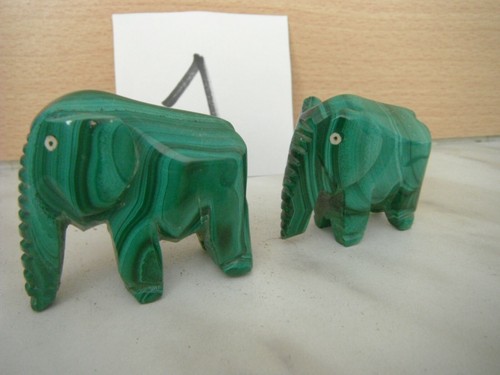 Malachite gabon figurines duo - malachite,