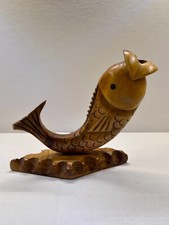 Sculpture Poisson en Bois - Décoration Nautique Vintage