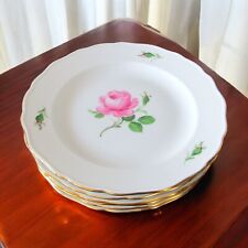 Meissen. 6 assiette plates en porcelaine décor à la rose, XXe siècle (B)