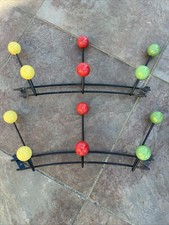 Art décoratif Porte Manteau Boule Multicolore Jaune Vert Rouge,fer & Bois