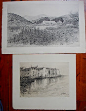 2 EAUX FORTES  - EUGÈNE  DELATRE- SIGNÉES  NUMÉROTÉES- LES MARTIGUES- MARSEILLE-