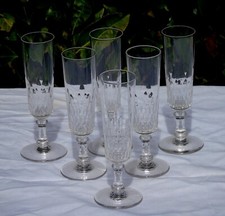 Service de 6 flûtes à champagne en cristal de Baccarat modèle Champigny H 17,5