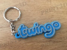 Porte clés / Keychain PVC souple Twingo monogramme logo coffre bleu/blue