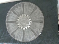 ancien plat centre de table en verre moulé pressé Muller Lalique J robert Degué