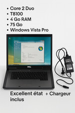 Dell Precision M6300 –Core 2 Duo T8100 –4 Go RAM –HDD 75 Go –Windows Vista
