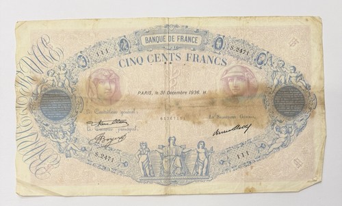 Billet banque 500 francs - billet,