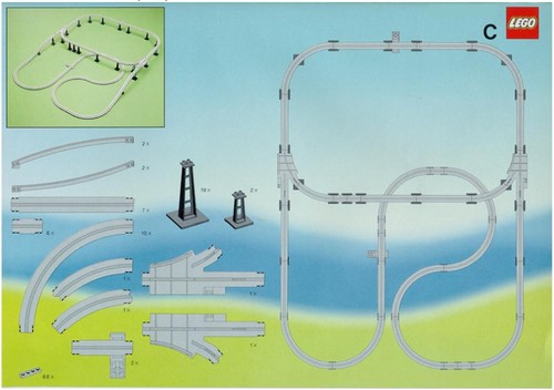 Lego train rails chemin - 9v,