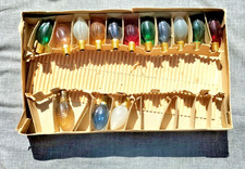 Lot 14 Anciennes Ampoules Guirlande Noël. 15v. Testées Ohmmètre Boîte D'origine 
