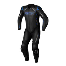 RST S1 Homme 1PC Noir/Gris/Bleu Néon Moto Cuir Course Track Day Suit Ce