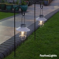 Lanterne Suspendue À Piquet De Jardin En Filament LED Gris Solaire