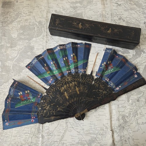 Eventail chinois ancien - ancien, laque